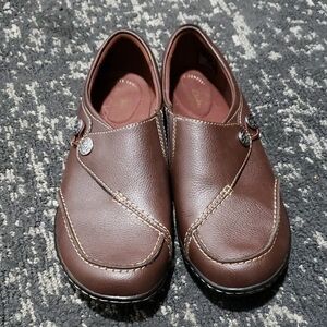 Clarks Brown Loafers with Cross-Over Design